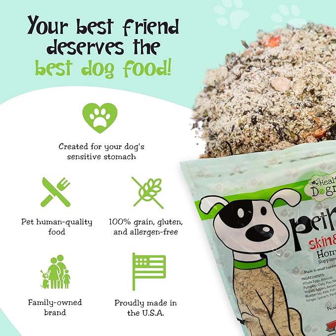 Healthy Dogma - PetMix Dehydrated Dog Food for Allergies, Joint Support & Mobility - Grain Free, Raw, Homemade Dog Food (Skin & Coat, 10 lbs)