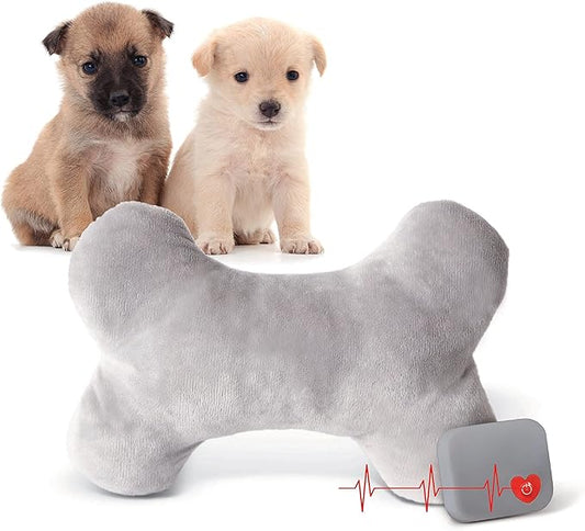 K&H Pet Products Mother's Heartbeat Calming Dog Toy Bone Pillow Gray Medium Breed Heartbeat 10 Inch
