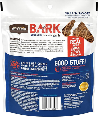 Nutrish Rachael Ray Bark Jerky-Style Dog Treats with Real Beef Jerky, Peanut Butter & Bacon, 4.5 Ounce (Pack of 5)