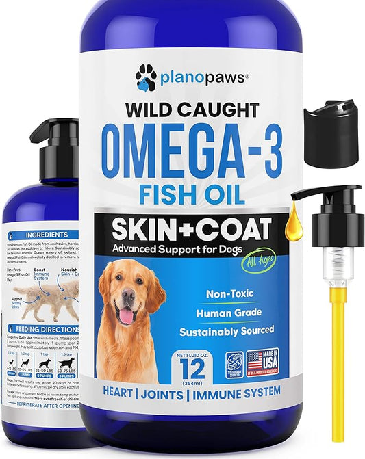 Omega 3 Fish Oil for Dogs - Better Than Salmon Oil for Dogs - Dog Fish Oil Supplement - Reduce Shedding & Itching - Supports Joints, Brain, Heart Health- Dog Skin and Coat Supplement - Fish Oil Liquid