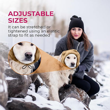 Adjustable Dog Noise Cancelling Ear Muffs Noise Protection - No Flap Ear Wraps for Dogs - Snoods Dog Headband Ear Covers for Anxiety Relief, Thunderstorms, Fireworks & Grooming (Brown, Small)
