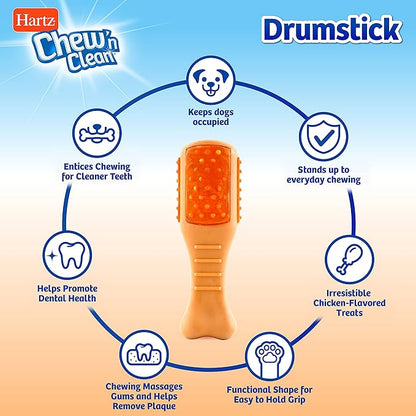 Hartz Chew ‘n Clean Chicken Flavored Drumstick Dog Treat & Chew Toy, Extra Small, 2 Pack