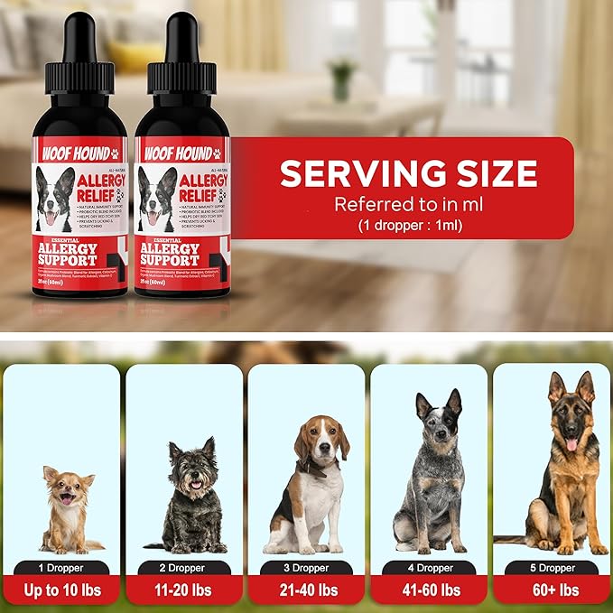 Dog Allergy Relief Formula Twin Pack (x2), Anti-Itch Skin & Coat Supplement, Dog Itching Skin Relief, Anti Itch for Dogs, Itchy Skin Relief for Dog, Dog Allergy Support, (4floz)