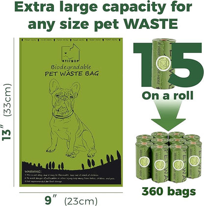 Biodegradable Dog Poop Bags 360 Count Scented, Leak Proof and Extra Thick Waste Bag Refill (Scented)