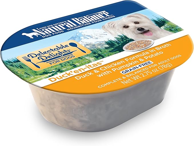 Natural Balance Delectable Delights Grain Free Duck'En-Itas Duck & Chicken Adult Dog Food, 2.75 oz., Case of 24