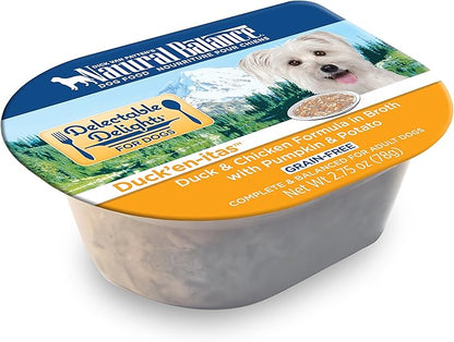 Natural Balance Delectable Delights Grain Free Duck'En-Itas Duck & Chicken Adult Dog Food, 2.75 oz., Case of 24