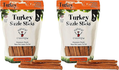 2 Pack of Turkey Sizzle Sticks Dog Chew Treats, 12 Ounces Each, Made in The USA