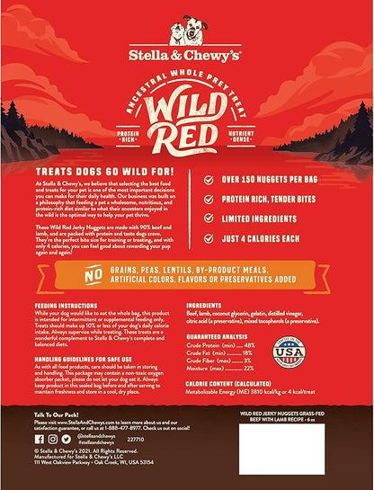 Stella & Chewy's Wild Red Jerky Nuggets Dog Treats Beef & Lamb Recipe, 6 oz. Bag