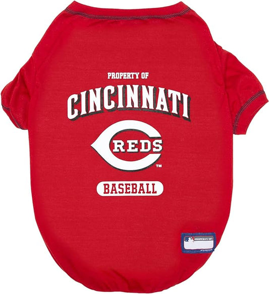 MLB Cincinnati Reds Dog T-Shirt, Medium. - Licensed Shirt for Pets Team Colored with Team Logos. - Premium Stretchable Materials for The Comfort of Your Dog & cat.