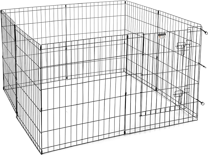 Dog Playpen - Foldable Metal Exercise Puppy Play Pen with 8 24x30in Panels - Indoor/Outdoor Pen with Door for Dogs, Cats or Small Animals by PETMAKER