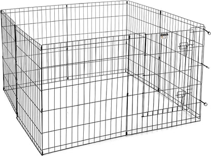 Dog Playpen - Foldable Metal Exercise Puppy Play Pen with 8 24x30in Panels - Indoor/Outdoor Pen with Door for Dogs, Cats or Small Animals by PETMAKER