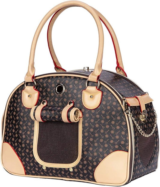 Adriene's Choice Luxury Pet Carrier, Puppy Small Dog Carrier, Cat Carrier Bag, Waterproof Premium PU Leather Carrying Handbag for Outdoor Travel Walking Hiking Shopping…