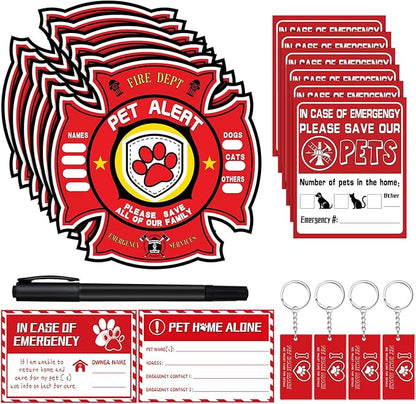 26 Pieces Pet Alert Stickers for House My Pet is Home Stay Alone Key Tag Home Safety Cards Pets Inside Sign Pet Alert Fire Stickers for Dogs Emergency Pet Inside Decal Home Window Door Sign Rescue