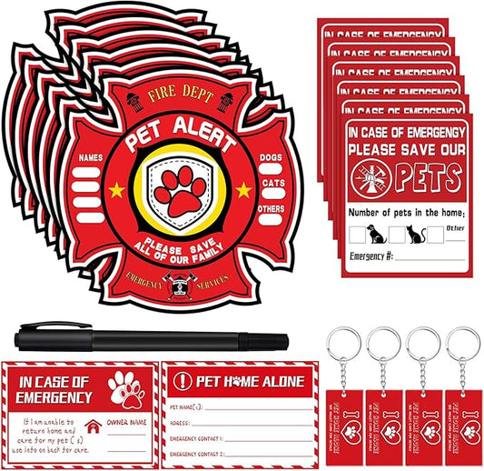 26 Pieces Pet Alert Stickers for House My Pet is Home Stay Alone Key Tag Home Safety Cards Pets Inside Sign Pet Alert Fire Stickers for Dogs Emergency Pet Inside Decal Home Window Door Sign Rescue