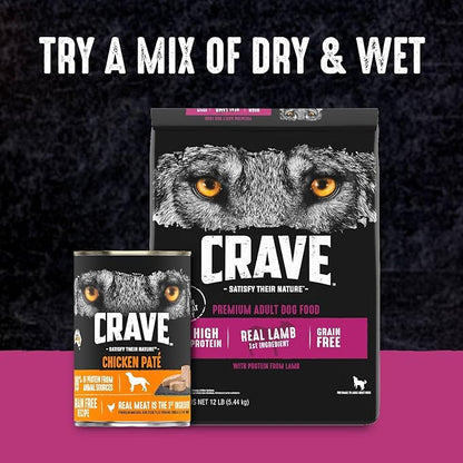 CRAVE Grain Free High Protein Adult Dry Dog Food with Lamb, 12 lb. Bag