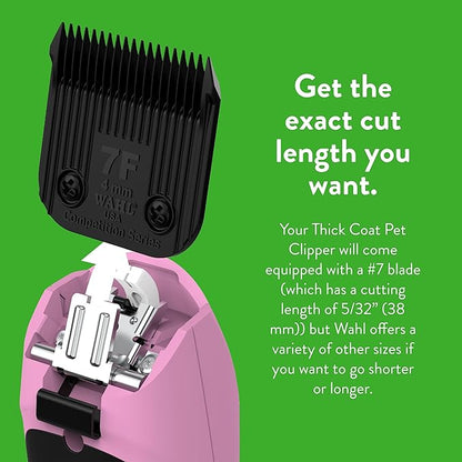 WAHL Professional Animal Thick Coat Pet Clipper & Dog Clipper (#9787-300) - Dog Hair Remover - Grooming Clippers for Dog, Cat & Pets - for Thick Haired Dogs & Pets - 2 Speeds - Pink