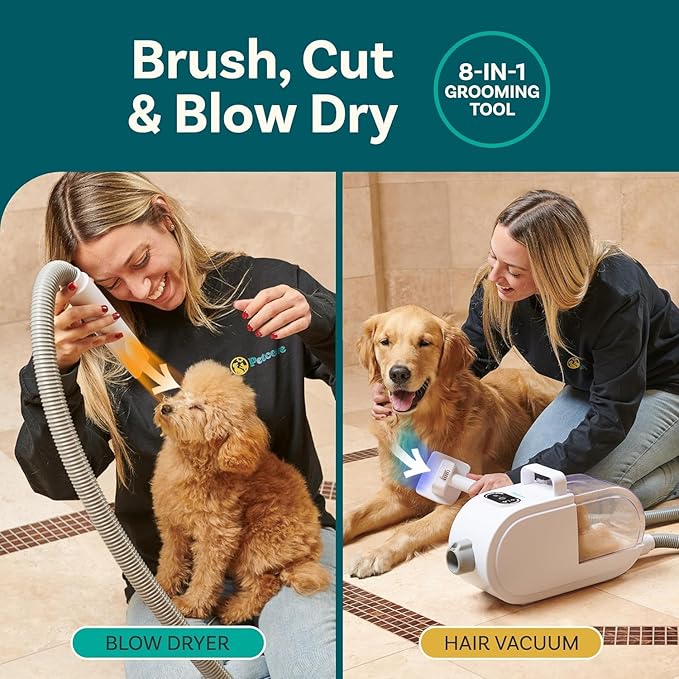 7 in-1 Dog Grooming Kit And Dog Hair Dryer, 60db low Noise Dog Grooming Vacuum, Pet Vacuum Grooming Kit, Dog Hair Vacuum, Dog Hair Dryer, Pet Dryer, Dog Blow Dryer, Cat Grooming Kit