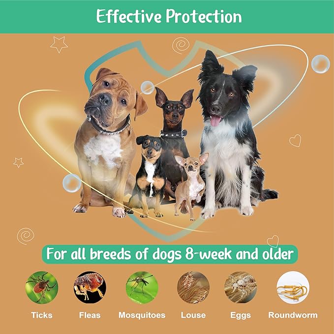 Flea and Tick Prevention for Dogs, Flea and Tick Treatment for Small Dog, Natural Essential Oil, Flea & Tick Control, 5-22 Pounds, 3 Doses