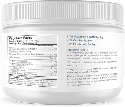 Dog Incontinence Support, Extra Strength Supplement for Dog Bladder Health, Organic Support for Dogs Leaking Urine, Promotes Dog Bladder Control, 30 Soft Chews