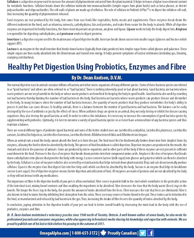 Probiotic 8 Plus Pet Probiotics | Enzymes & Fiber for Digestion | Natural Herbal Digestive Supplement |Reduces Indigestion | Specially for Cat & Dogs (1kg,1000g)