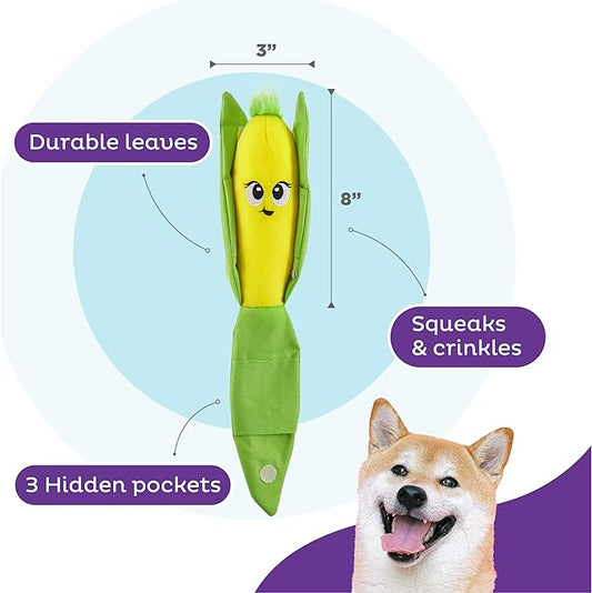 Outward Hound Nina Ottosson Hide N' Find Interactive Plush Dog Puzzle Dog Enrichment Toys, Plush, Durable Dog Toy, Corn, Multicolored