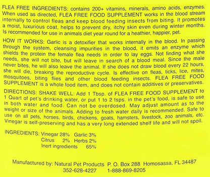 Flea-Free Pure Organic Food Supplement and Natural Pet Products , 128 Ounce