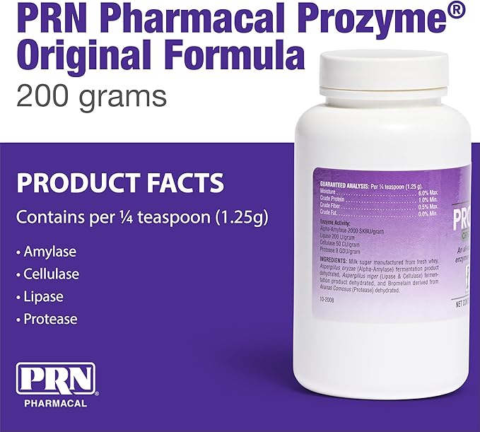 PRN Pharmacal ProZyme Original Formula Enzyme Replacement Supplement - Reinforces Animal's Digestive System, Supports Dog & Cat Food Breakdown - Promotes Pet's Digestive Health - 200 g, 7oz Bottle