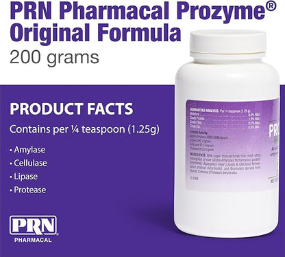 PRN Pharmacal ProZyme Original Formula Enzyme Replacement Supplement - Reinforces Animal's Digestive System, Supports Dog & Cat Food Breakdown - Promotes Pet's Digestive Health - 200 g, 7oz Bottle