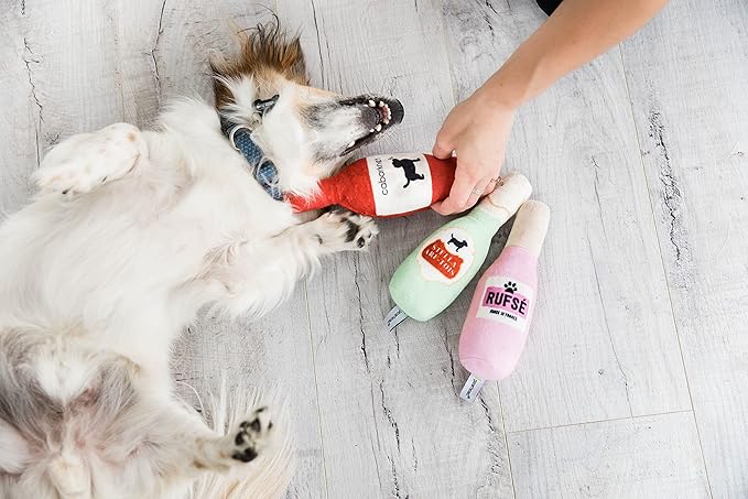 Pearhead Pet Toys, Plush Dog Squeaker Toys and Cat Teaser Toys, Dog Owner and Cat Owner Pet Toy Sets, Must Have Pet Accessories for Pet Owners