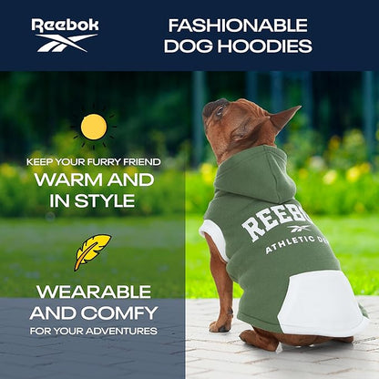 Reebok Dog Hoodie – Fleece Dog Sweater with Leash Hole, Cold Winter Dog Sweatshirt for Small Medium and Large Dogs, Premium Dog Fall Sweater Pullover Hoodie, Cozy Warm Perfect Dog Christmas Outfit