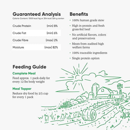 Open Farm Grass-Fed Beef Rustic Stew Wet Dog Food, Grain-Free Meal or Food Topper with Responsibly Sourced Meat and Superfoods without Artificial Ingredients, Pack of 12, 12.5 Oz each