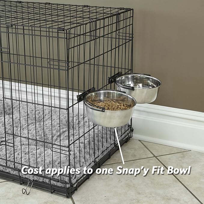 MidWest Homes for Pets Snap'y Fit Stainless Steel Food Bowl / Pet Bowl, 2 qt. for Dogs & Cats (42), Silver