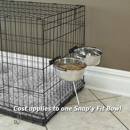 MidWest Homes for Pets Snap'y Fit Stainless Steel Food Bowl / Pet Bowl, 2 qt. for Dogs & Cats (42), Silver