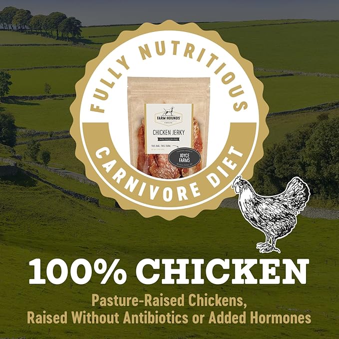 Farm Hounds Premium Chicken Jerky for Dogs, 100% Made from Humanely-Raised Chickens, Dog Jerky Treats, Healthy Delicious Dog Trainer Dehydrated Chicken Jerky Tenders, Made in USA, 2-Pack