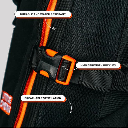 Maxine One Dog Backpack Carrier with Snacc Pacc Hip Belt by LITTLE CHONK | Adjustable Front Facing Bag for Travel or Hiking | Snack Storage | Made for Pets Up to 50 lbs | Medium, Bark After Dark Black