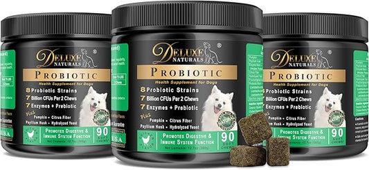 Probiotics for Dogs | All-Natural Dog Probiotic Supplement with Enzymes, Prebiotics, Pumpkin | Promote Digestive Health, Improve Allergy & Immunity, 270 Count (Pack of 3 x 90 ct)