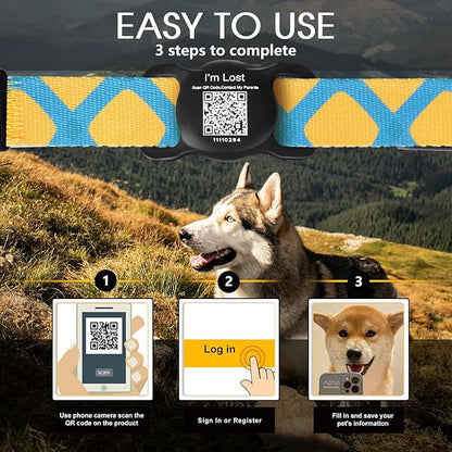 Dog Airtag Holder with QR Code Pet ID Tags,Airtag Dog Collar Holder Dog Tags Personalized Pet Online Profile for Pet Collar,Cat Dog Collar Airtag Holder Cat Dog Name Tag for Pets (Black)