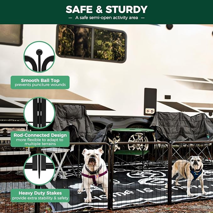 FXW Rollick Dog Playpen for Yard, RV Camping│Patented, 24 inch 48 Panels