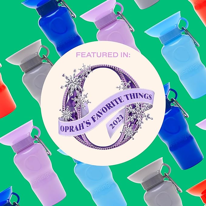 Springer Dog Water Bottle | Portable Travel Water Bottle Dispenser for Dogs - As Seen on Shark Tank | Patented, Leak-Proof Bottles Fill Bowl with Water - Ideal for Walking | BPA-Free 15oz Lilac