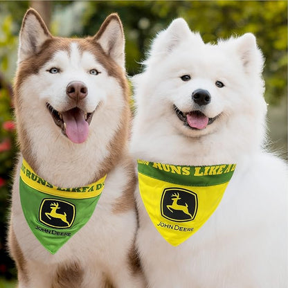 Pets First John Deere Reversible PET Bandana for Dogs and Cats, Best Bandana for Construction, Tractors, John Deere Fan! Size: Small-Medium. Best Collar-Pull-Through Bandana, Green, (JOD-3217-S-M)