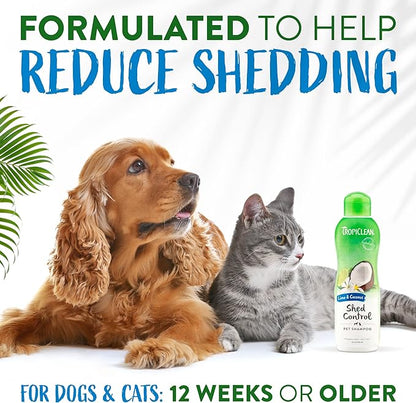TropiClean Lime & Coconut Deshedding Dog Shampoo for Shedding Control | Natural Pet Shampoo Derived from Natural Ingredients | Cat Friendly | Made in the USA | 20 oz.
