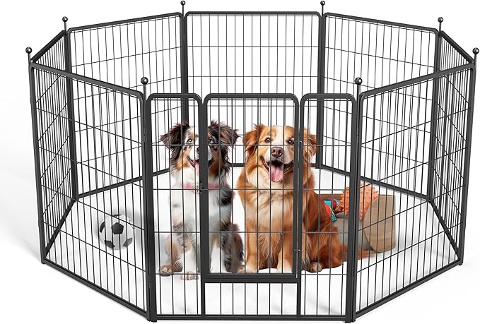 HealSmart Dog Playpen Indoor, Puppy Playpen Indoor for Yard, Camping, 32" Height 8 Panels Heavy Duty Dog Pen for Small/Medium Dogs, Black