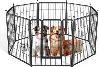 HealSmart Dog Playpen Indoor, Puppy Playpen Indoor for Yard, Camping, 32" Height 8 Panels Heavy Duty Dog Pen for Small/Medium Dogs, Black