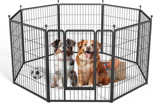 HealSmart Dog Playpen Indoor, Puppy Playpen Indoor for Yard, Camping, 32" Height 8 Panels Heavy Duty Dog Pen for Small/Medium Dogs, Black
