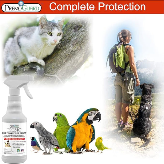 Pet Protector by Premo Guard 16 oz – 100% Effective Mite, Flea, Tick, & Mosquito Spray for Dogs, Cats, and Pets – Best Natural Protection for Control, Prevention, & Treatment