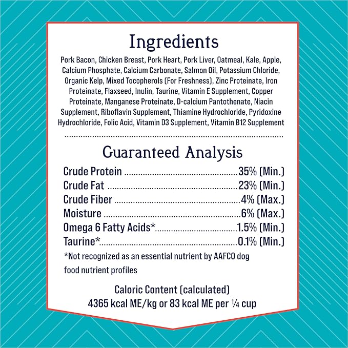 Stewart Freeze Dried Dog Food Topper, PuffTops, Made in USA with Real Bacon, Healthy, Natural, Freeze Dried Dog Treats, Bacon, Chicken, Apple, and Kale Recipe, 6 Ounce Resealable Pouch