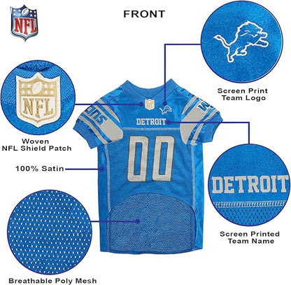 NFL Detroit Lions Dog Jersey, Size: Medium. Best Football Jersey Costume for Dogs & Cats. Licensed Jersey Shirt