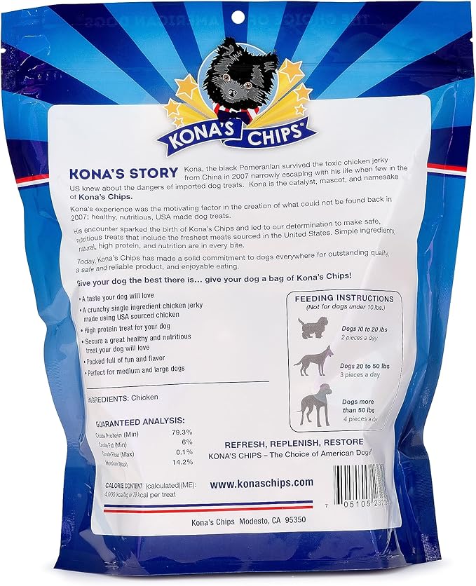 KONA'S CHIPS Chicken Jerky CRUNCH Sticks; Dog Treats