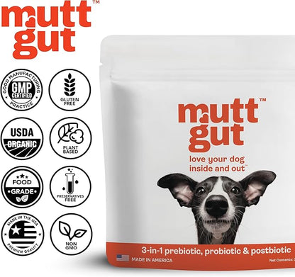 All-Natural 3-in-1 Dog Probiotic, Prebiotic, and Postbiotic Supplement Powder - Probiotics for Dogs with 135 billion CFUs, Anti Diarrhea, Digestive Enzymes & Antioxidants (90g)