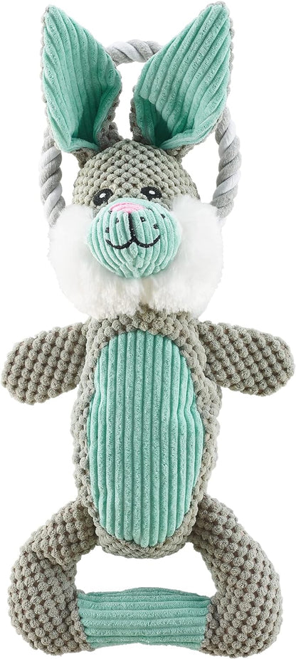 Outward Hound Scrunch Bunch Bunny Interactive Plush Squeaky Dog Tug Toy